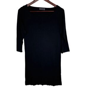 Michael Stars Black Knit 3/4 Sleeve Tunic Top Women's One Size Boat Neck